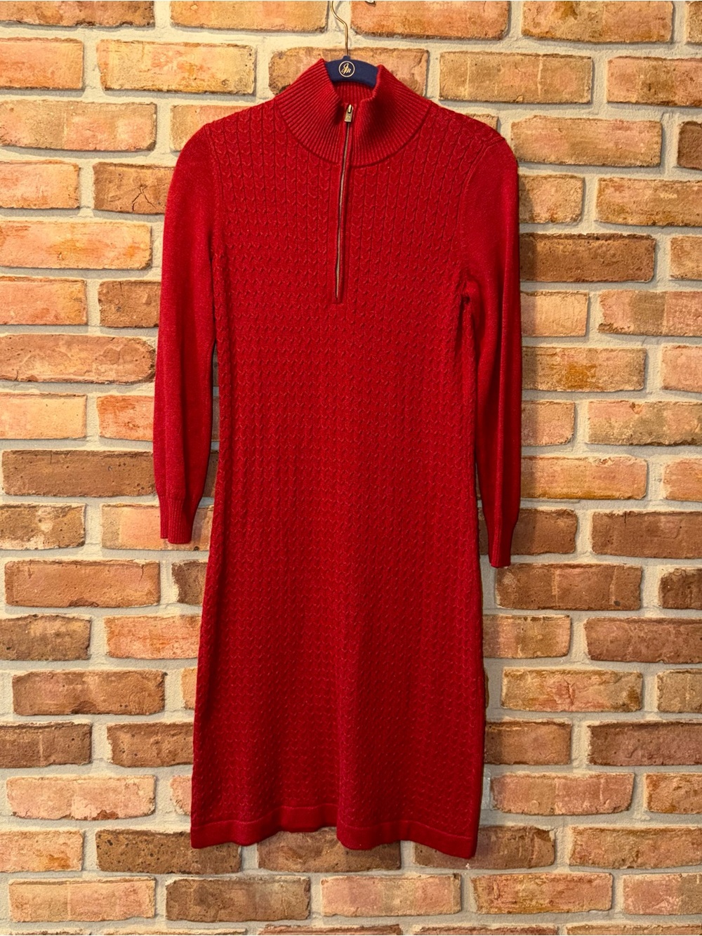 Tommy Bahama Red Knit Sweater Dress Quarter Zip Size XS